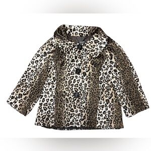 Leopard print button up jacket. Shiny black buttons. Brand is MOKA sport.